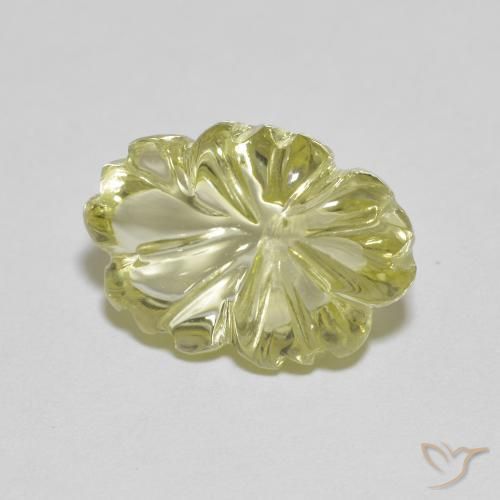 6.48 ct Yellow Quartz Stone, Natural Quartz in Carved Flower Shape for Sale