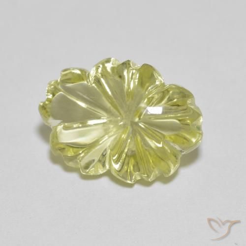 6.67 ct Yellow Quartz Stone, Natural Quartz in Carved Flower Shape for Sale