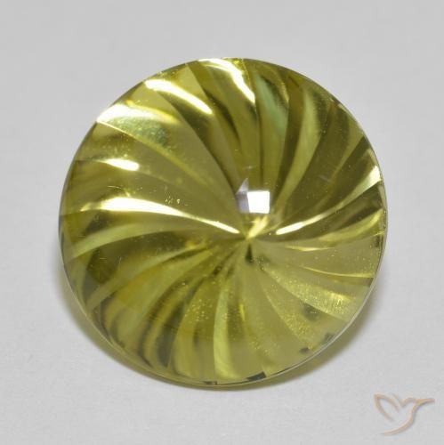 12.79 ct Yellow Quartz Stone, Natural Quartz in Round Concave Cut Shape for Sale