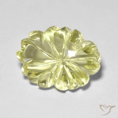 10.65 ct Yellow Quartz Stone, Natural Quartz in Carved Flower Shape for Sale