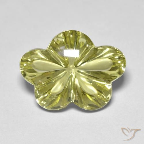 9.59ct Natural Greenish Yellow Quartz, Flower Cut, Transparent