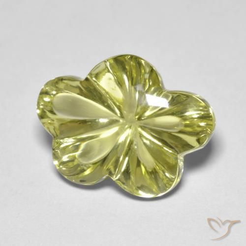 9.59 ct Yellow Quartz Stone, Natural Quartz in Flower-Cut Shape for Sale