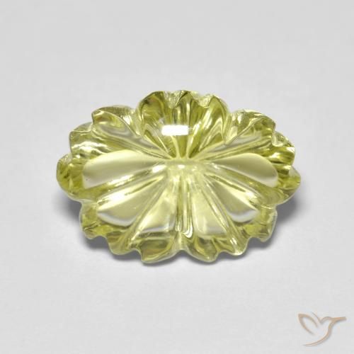 6.53ct Natural Greenish Yellow Quartz, Flower Cut, Transparent