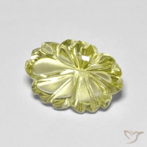 6.53 ct Yellow Quartz Stone, Natural Quartz in Carved Flower Shape for Sale