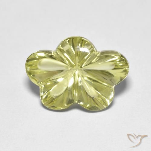 6.25ct Natural Greenish Yellow Quartz, Flower Cut, Transparent