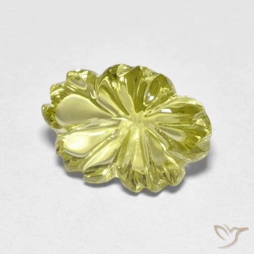 6.44 ct Yellow Quartz Stone, Natural Quartz in Carved Flower Shape for Sale