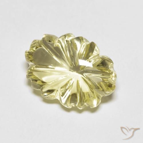 6.75 ct Yellow Quartz Stone, Natural Quartz in Carved Flower Shape for Sale