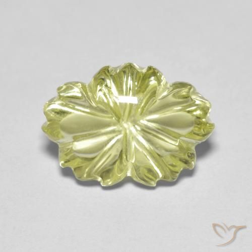 6.40ct Natural Light Yellow Quartz, Flower Cut, Transparent