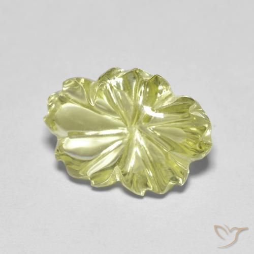 6.40 ct Yellow Quartz Stone, Natural Quartz in Carved Flower Shape for Sale