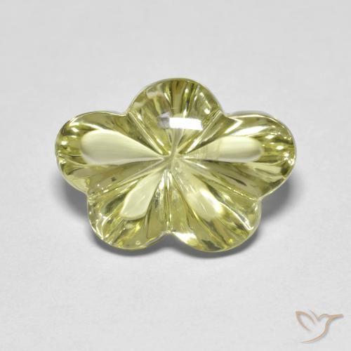 6.31ct Natural Greenish Yellow Quartz, Flower Cut, Transparent