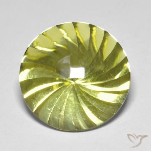 12.44 ct Yellow Quartz, 16.2 mm Round Concave Cut From Brazil, Photo A