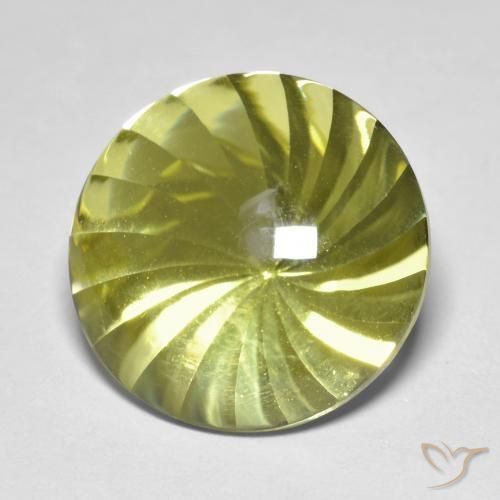 12.44 ct Yellow Quartz Stone, Natural Quartz in Round Concave Cut Shape for Sale