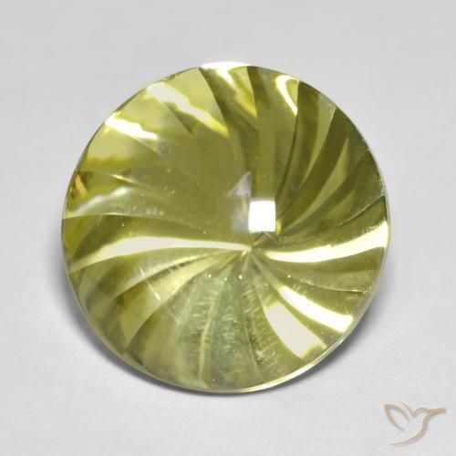 12.86 ct Yellow Quartz Stone, Natural Quartz in Round Concave Cut Shape for Sale