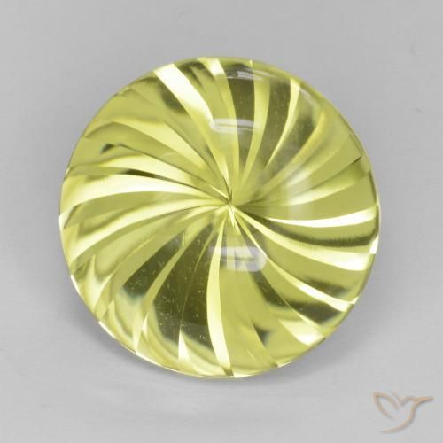 12.75 ct Yellow Quartz Stone, Natural Quartz in Round Concave Cut Shape for Sale