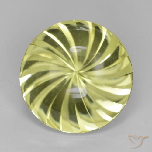 12.85 ct Yellow Quartz, 16.1 mm Round Concave Cut From Brazil, Photo A