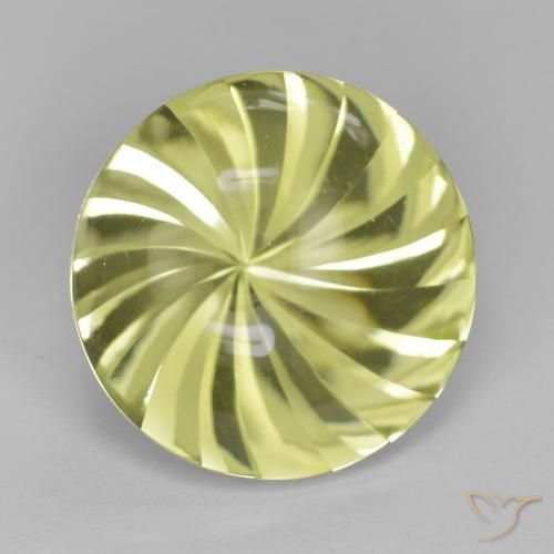 12.85 ct Yellow Quartz Stone, Natural Quartz in Round Concave Cut Shape for Sale