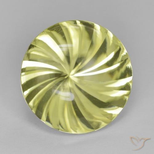 12.01 ct Yellow Quartz Stone, Natural Quartz in Round Concave Cut Shape for Sale