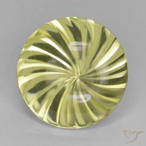 12.53 ct Yellow Quartz Stone, Natural Quartz in Round Concave Cut Shape for Sale