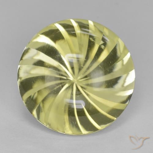 13.3 ct Yellow Quartz, 16.2 mm Round Concave Cut From Brazil, Photo A