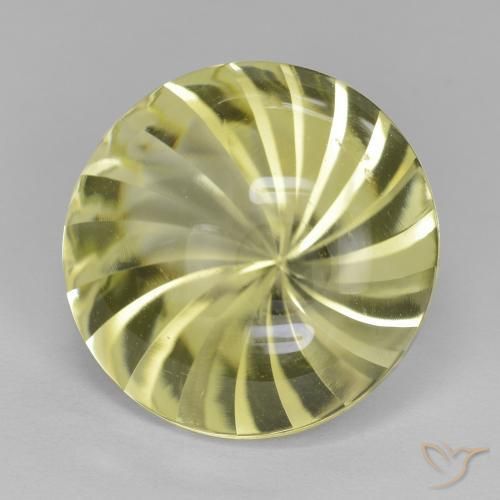 13.30 ct Yellow Quartz Stone, Natural Quartz in Round Concave Cut Shape for Sale