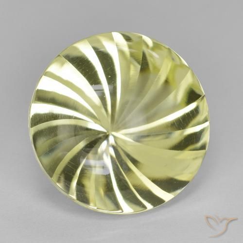 12.60 ct Yellow Quartz Stone, Natural Quartz in Round Concave Cut Shape for Sale