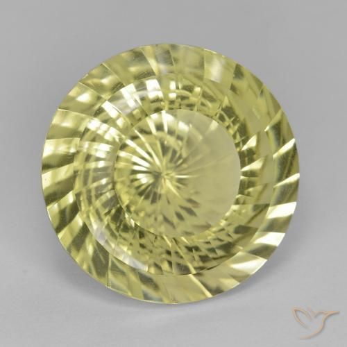 11.38 ct Yellow Quartz Stone, Natural Quartz in Round Concave Cut Shape for Sale