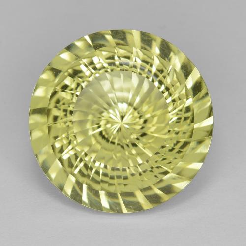 16.1mm Round Concave Cut Yellow Quartz from Brazil, Weight of 12.2ct, Natural irradiated Gemstone in VVS-VS Clarity, 1pc Quartz - Color: Medium Yellow, Mohs Hardness of 7 suitable for daily wear jewelry, Photo A