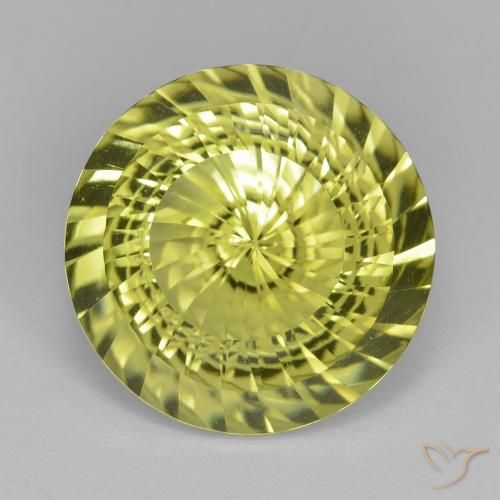 11.79ct Natural Medium Yellow Quartz, Round, VVS-VS