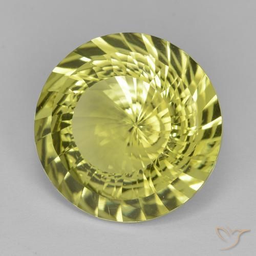11.79 ct Yellow Quartz Stone, Natural Quartz in Round Concave Cut Shape for Sale