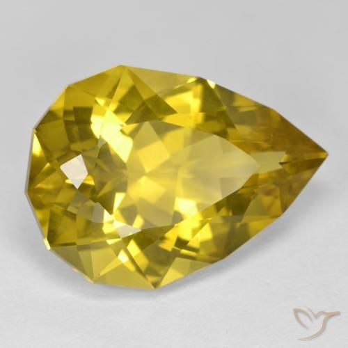 20.62 ct Yellow Quartz Stone, Natural Quartz in Pear Facet Shape for Sale