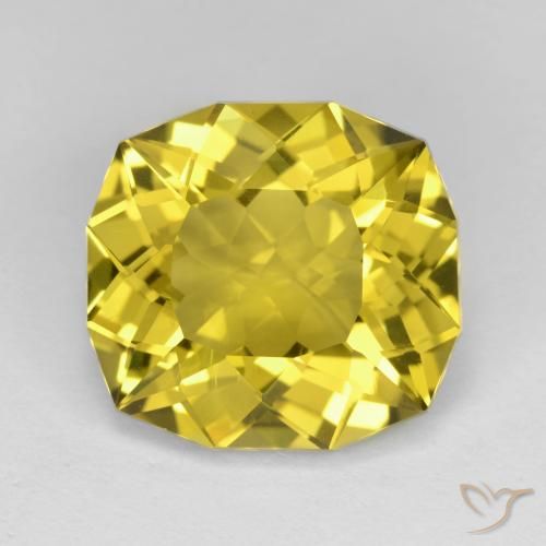9.58ct Natural Medium Yellow Quartz, Cushion, VVS-VS
