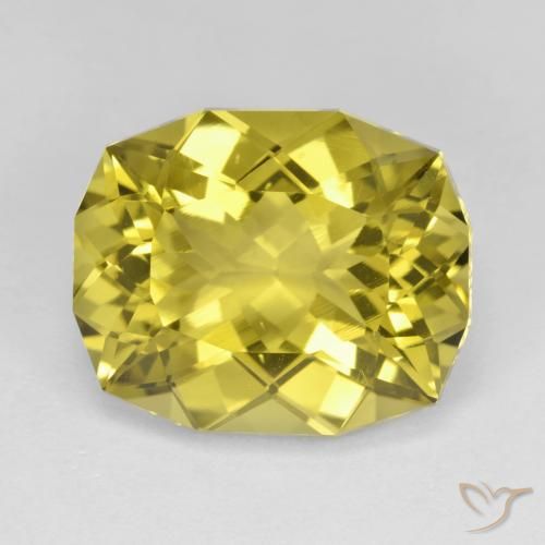 11.42ct Natural Medium Yellow Quartz, Cushion, VVS-VS