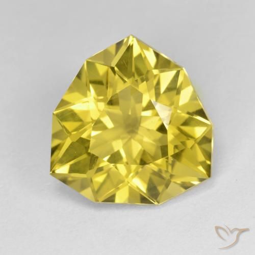 5.84ct Natural Medium Yellow Quartz, Trillion, VVS-VS