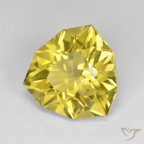 5.84 ct Yellow Quartz Stone, Natural Quartz in Trillion Facet Shape for Sale