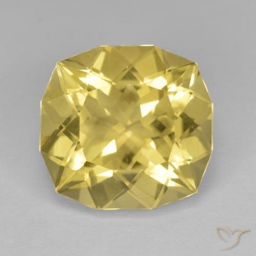 8.35ct Natural Light Golden-Yellow Quartz, Cushion, VS