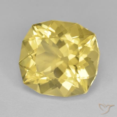 8.35 ct Yellow Quartz Stone, Natural Quartz in Cushion-Cut Shape for Sale