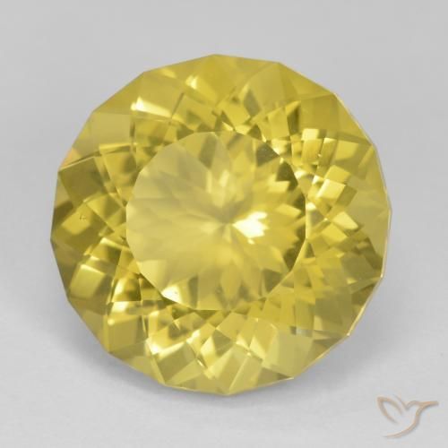 17.24 ct Yellow Quartz Stone, Natural Quartz in Round Facet Shape for Sale