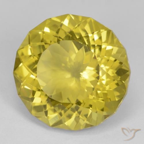 25.03 ct Yellow Quartz Stone, Natural Quartz in Round Facet Shape for Sale