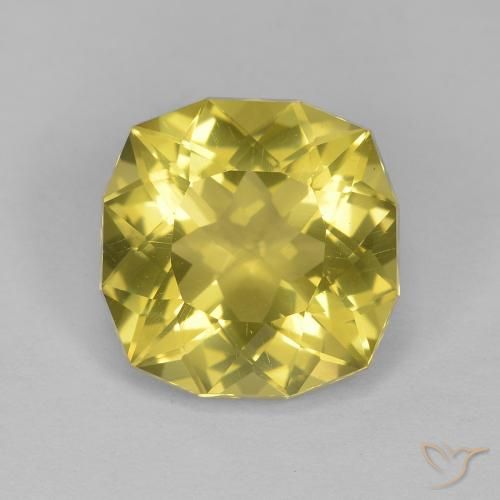 6.4 ct Yellow Quartz, 12 x 12 mm Cushion Cut From Brazil, Photo A