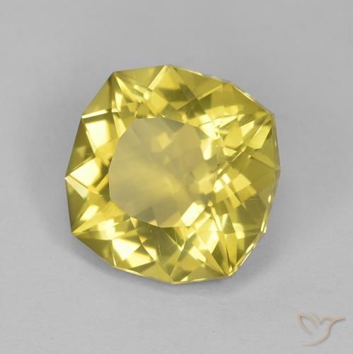 6.40 ct Yellow Quartz Stone, Natural Quartz in Cushion-Cut Shape for Sale