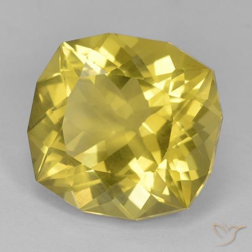 15.14 ct Yellow Quartz Stone, Natural Quartz in Cushion-Cut Shape for Sale