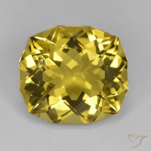 10.54ct Natural Dijon Yellow Quartz, Cushion, VS