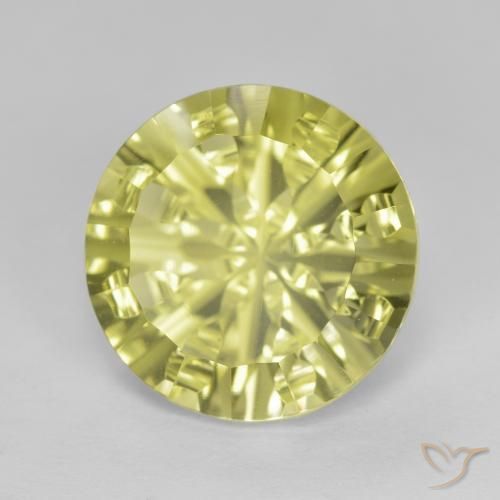 5.42 ct Yellow Quartz Stone, Natural Quartz in Round Concave Cut Shape for Sale