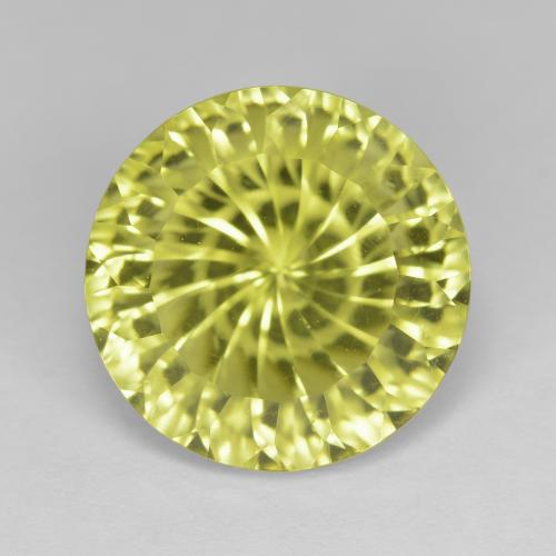 Cuarzo Amarillo Corte Cóncavo Redondo de 14mm de Brasil, peso de 8.38 ct, piedra preciosa natural Irradiado en claridad vvs, Cuarzo de 1 pieza - Color: Amarillo limón, dureza Mohs de 7 Adecuado para joyas de uso diario, Photo A