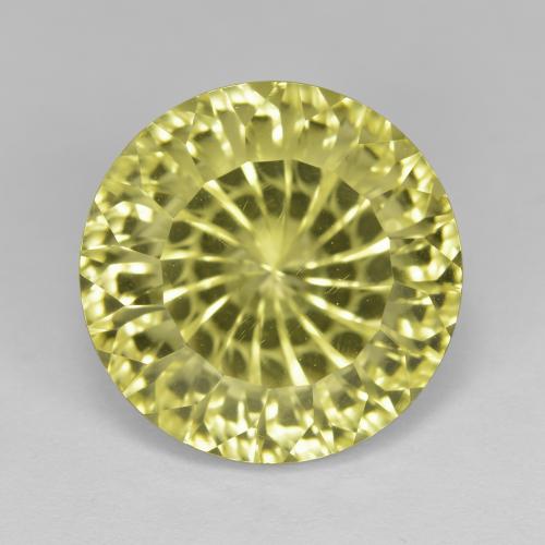 Cuarzo Amarillo Circular de 14,1mm de Brasil, peso de 8.92 ct, piedra preciosa natural Irradiado en vvs Clarity, Cuarzo Corte Cóncavo Redondo de 1 pieza - Color: Amarillo limón, dureza Mohs de 7 Adecuado para joyas de uso diario, Photo A