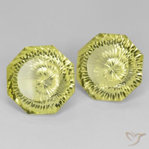 25.26 ctw Yellow Quartz Stones, Natural Quartz in Octagon Concave Cut Shape for Sale