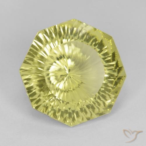 8.71 ct Yellow Quartz Stone, Natural Quartz in Octagon Concave Cut Shape for Sale