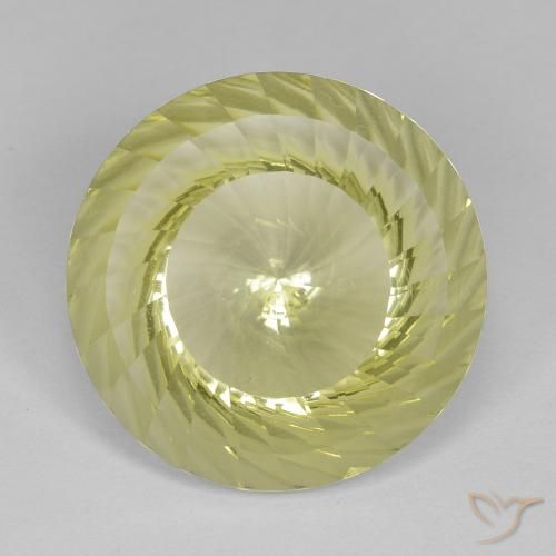 10.17 ct Yellow Quartz, 16 mm Round Concave Cut From Brazil, Photo A