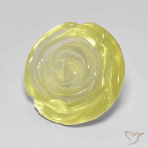 12.99 ct Yellow Quartz Stone, Natural Quartz in Carved Rose Shape for Sale
