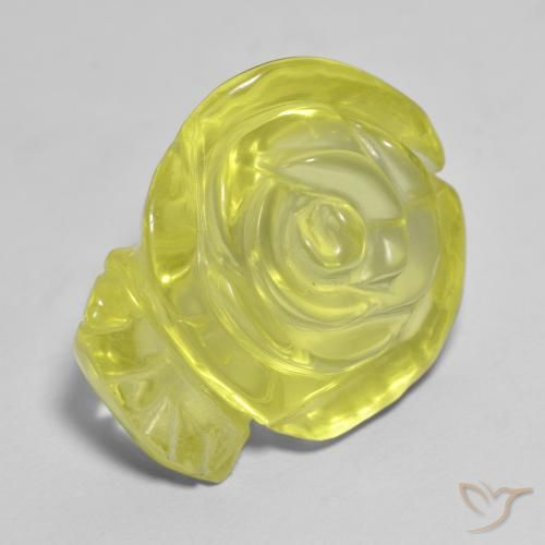 19.44 ct Yellow Quartz Stone, Natural Quartz in Carved Rose Shape for Sale